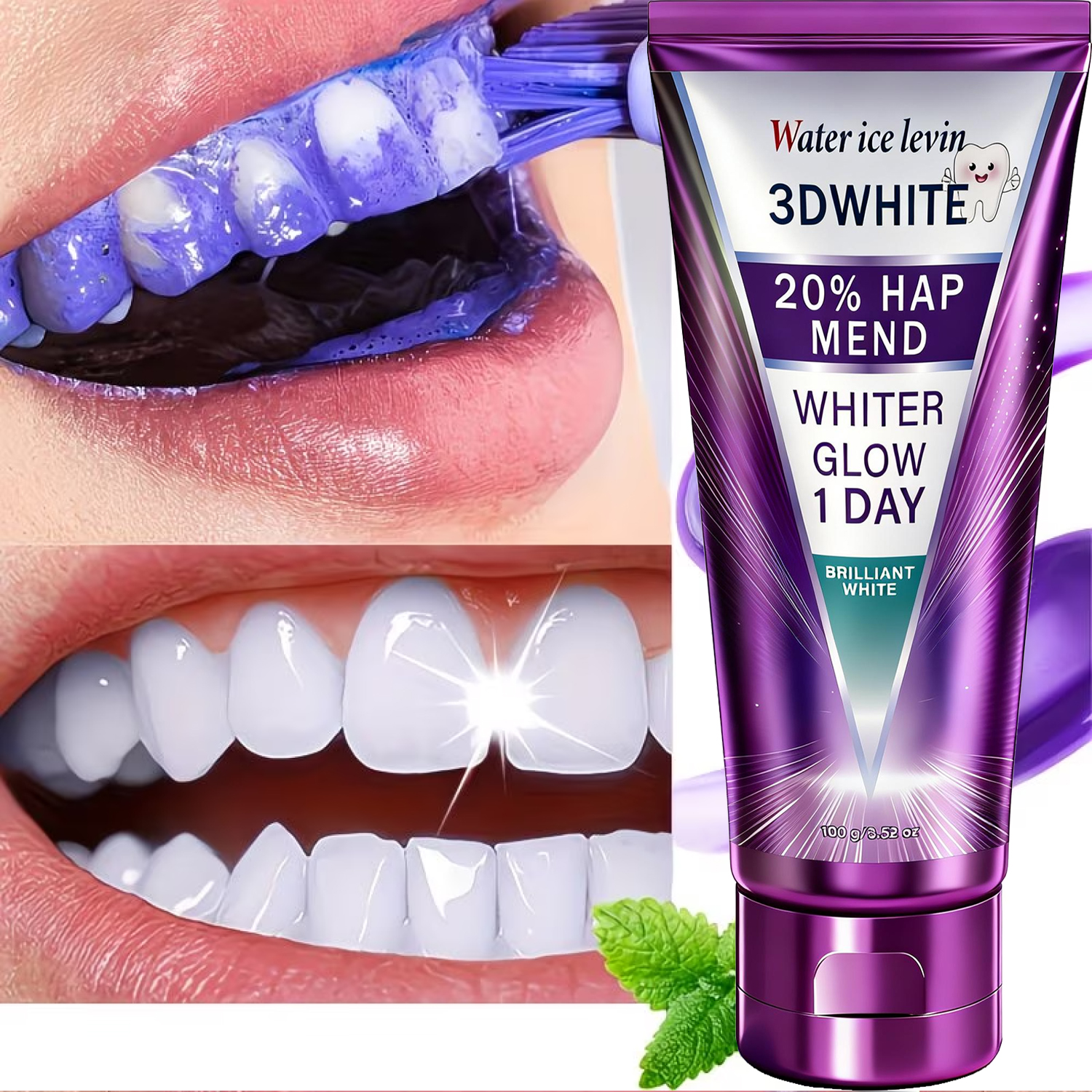 Teeth Whitening Foam - 20% HAP 3D White Toothpaste -