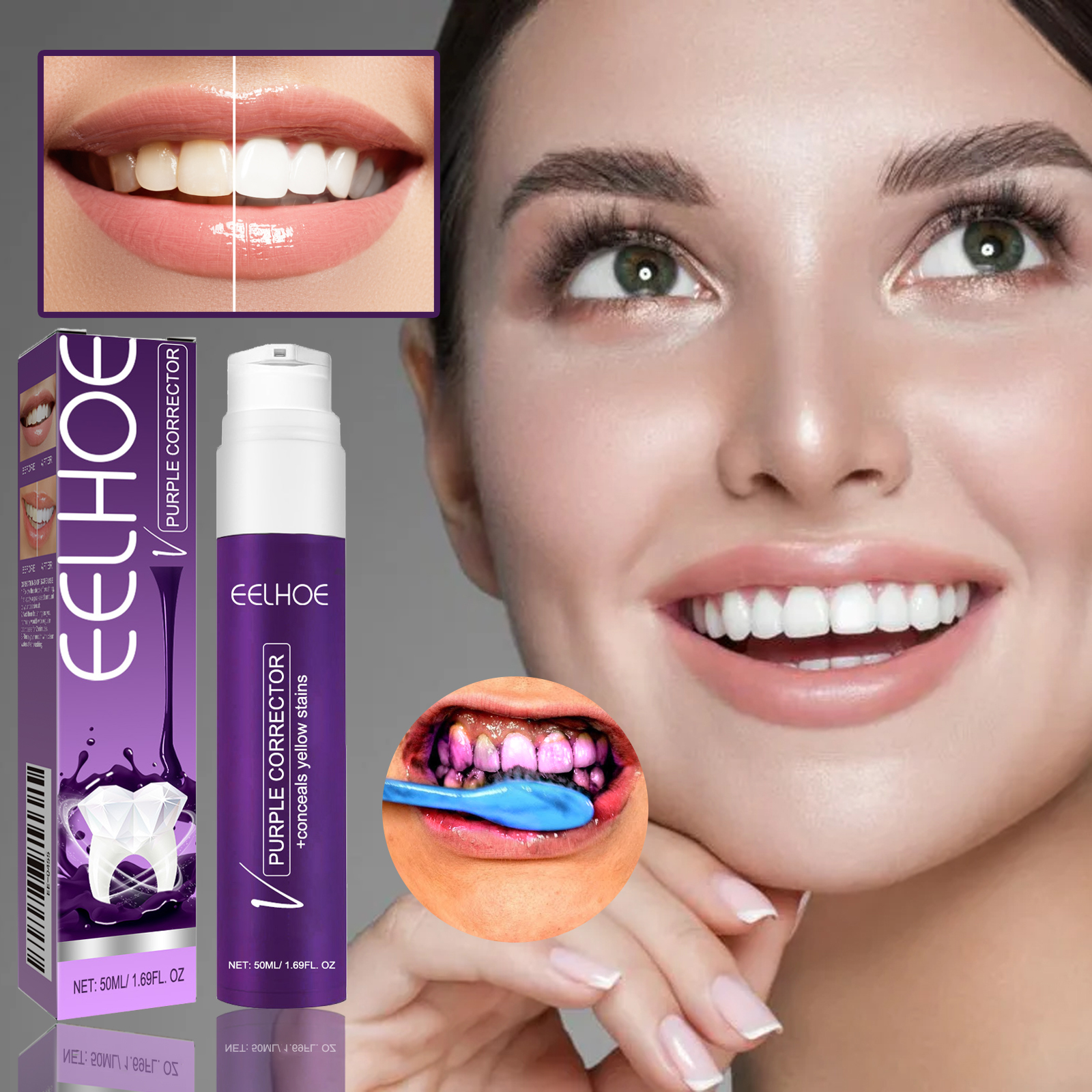 Teeth Whitening Foam - V34 Purple ToothpasteTeeth Whitening, Stain Removal,
