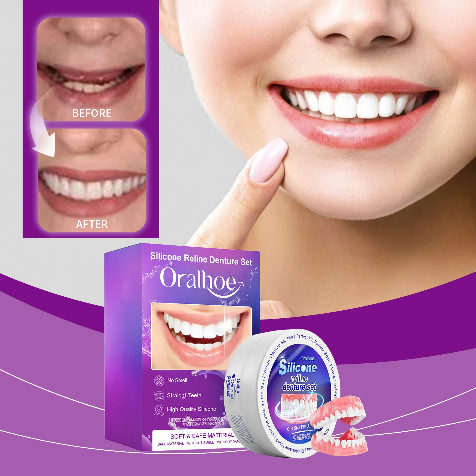 Teeth Whitening For Braces - Silicone Denture Set Fit Temporary Orthodontic