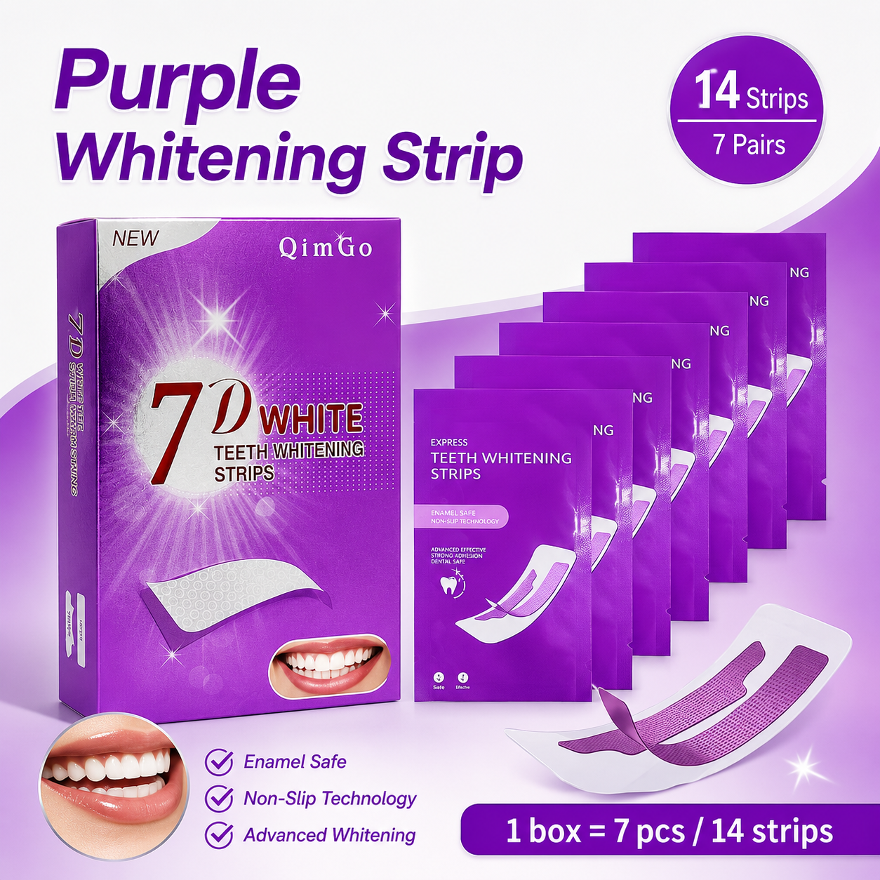 Teeth Whitening Street - 7D Purple Teeth Whitening Strips 14Pcs
