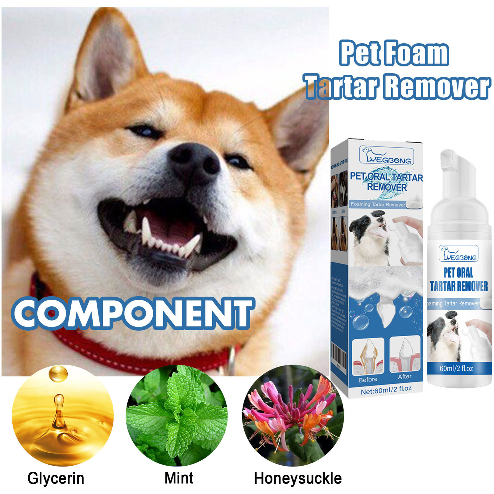 60ml Pets Oral Care Foam Gentl - Teeth Whitening Foam recension och pris