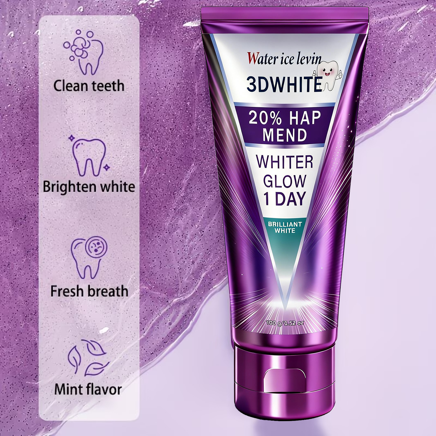 20% HAP 3D White Toothpaste -  - Teeth Whitening Foam recension och pris