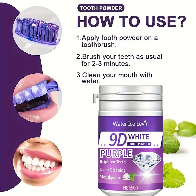 9D White Purple Toothpowder. B - Teeth Whitening Near Me recension och pris