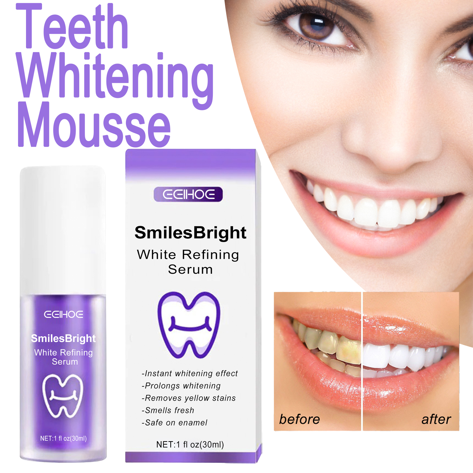 EELHOE Smiles Bright White Ref - Teeth Whitening Foam recension och pris