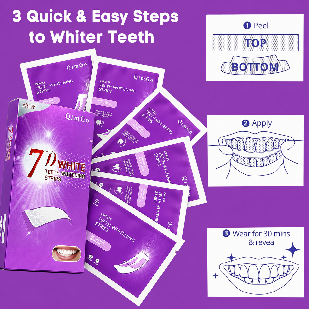7D Purple Teeth Whitening Stri - Teeth Whitening Street recension och pris