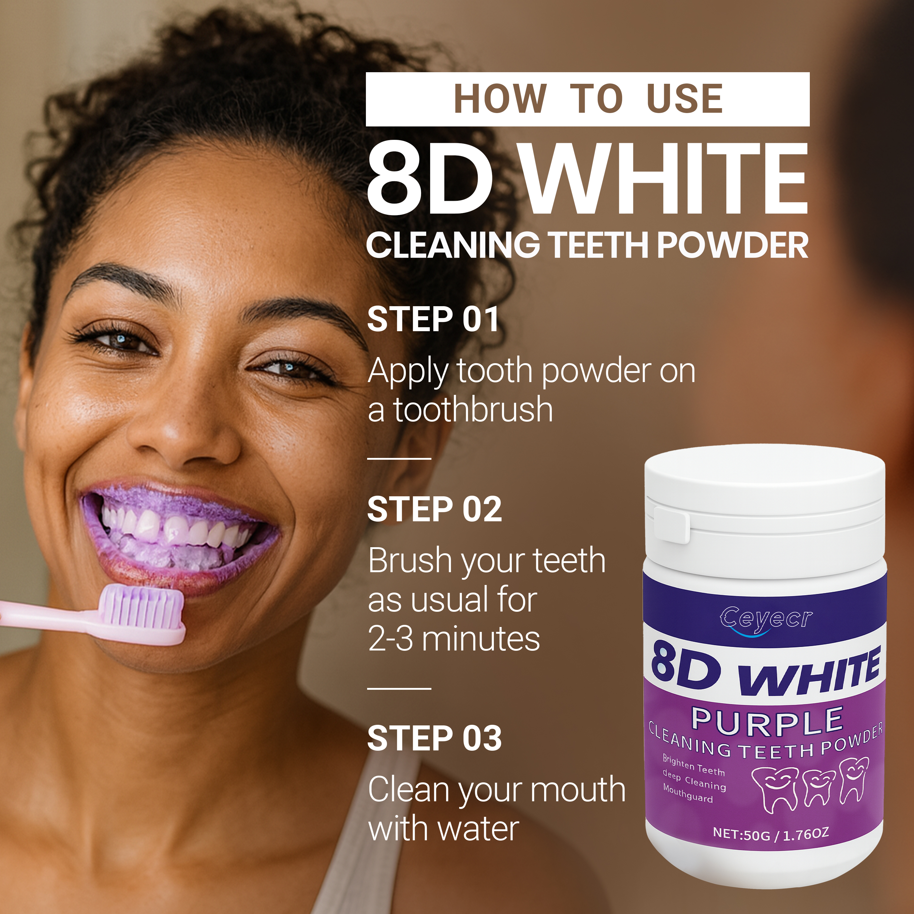 8D white Teeth Whitening Powde - Remineralizing Toothpaste recension och pris