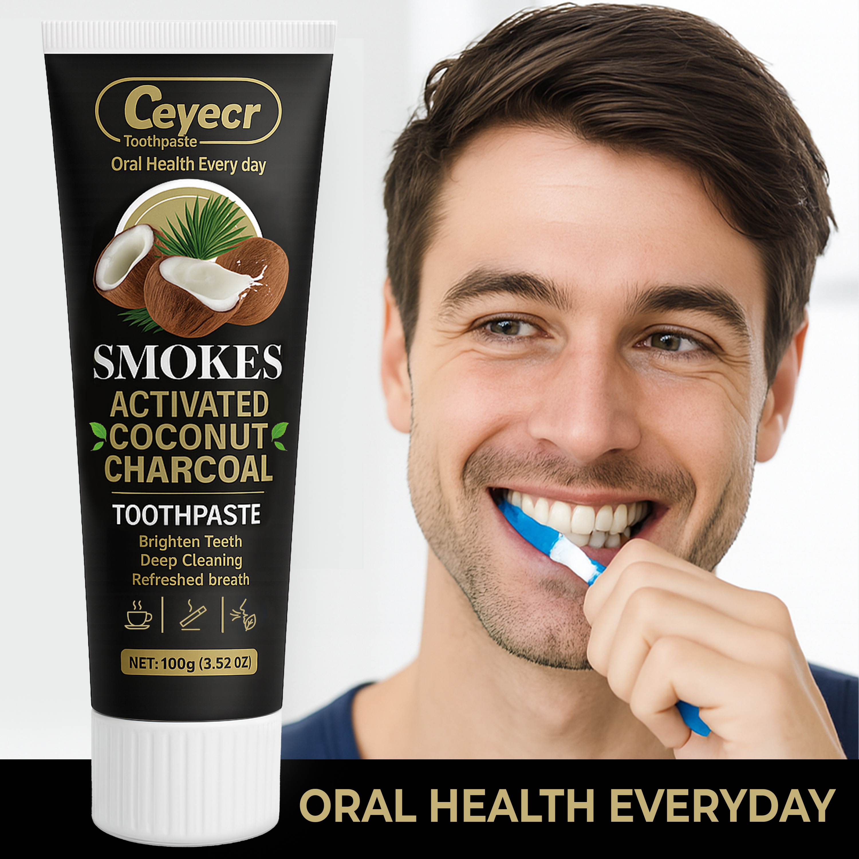 1pc Natural Activated Charcoal - Remineralizing Toothpaste recension och pris