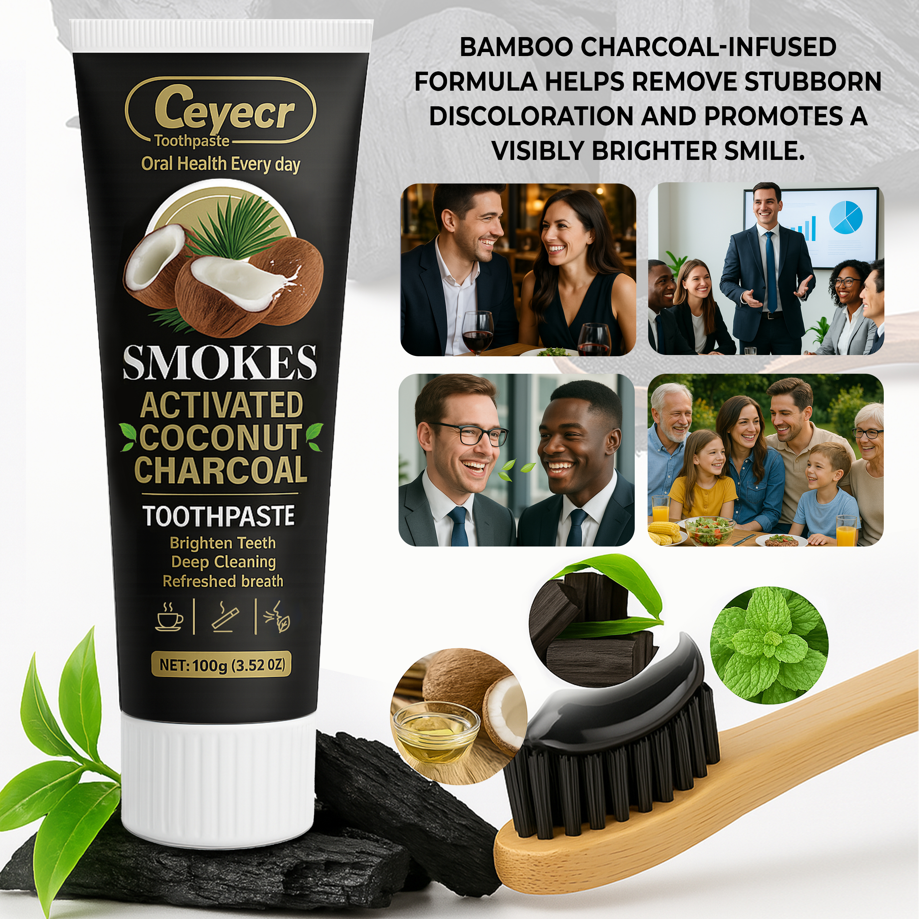 1pc Natural Activated Charcoal - Remineralizing Toothpaste recension och pris