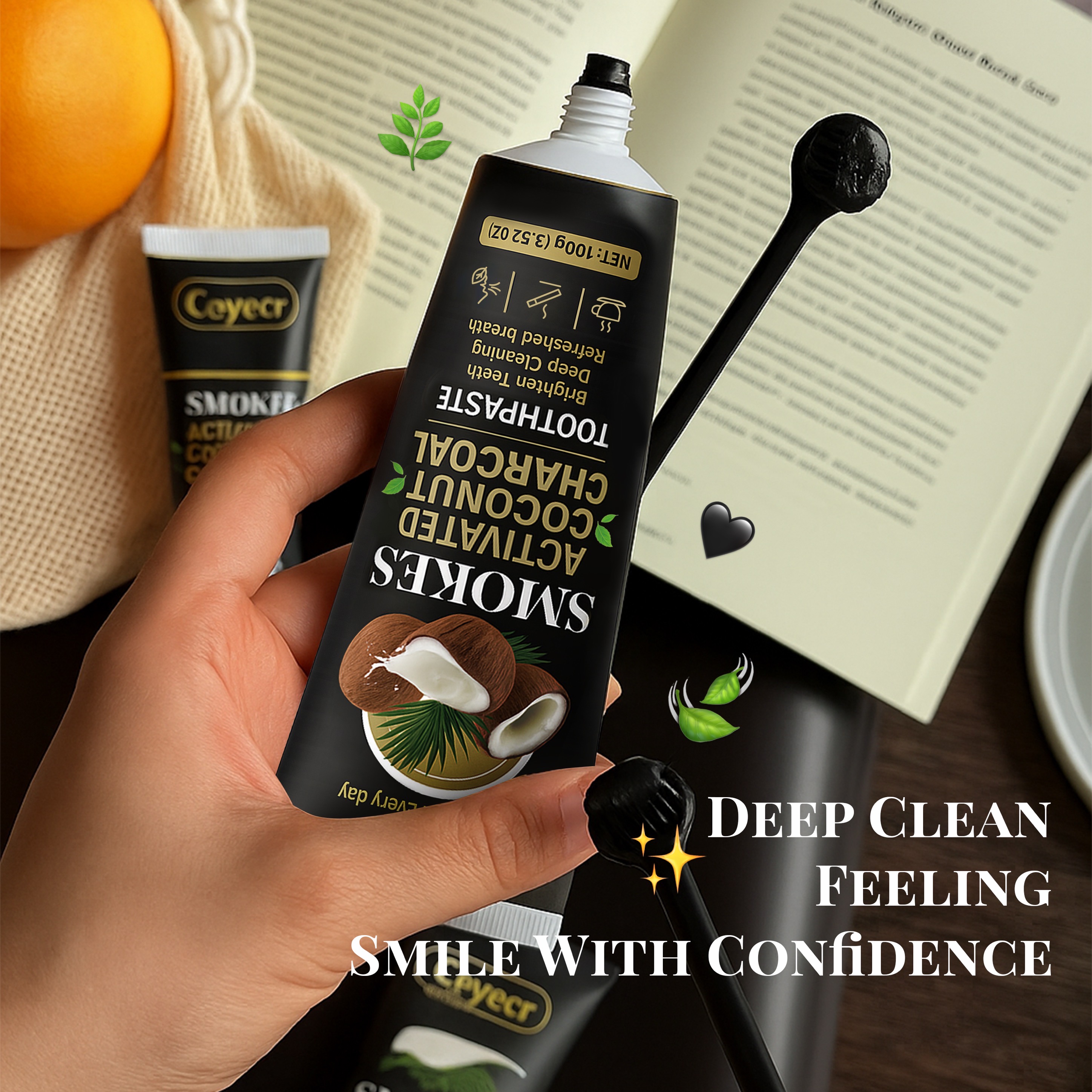 1pc Natural Activated Charcoal - Remineralizing Toothpaste recension och pris