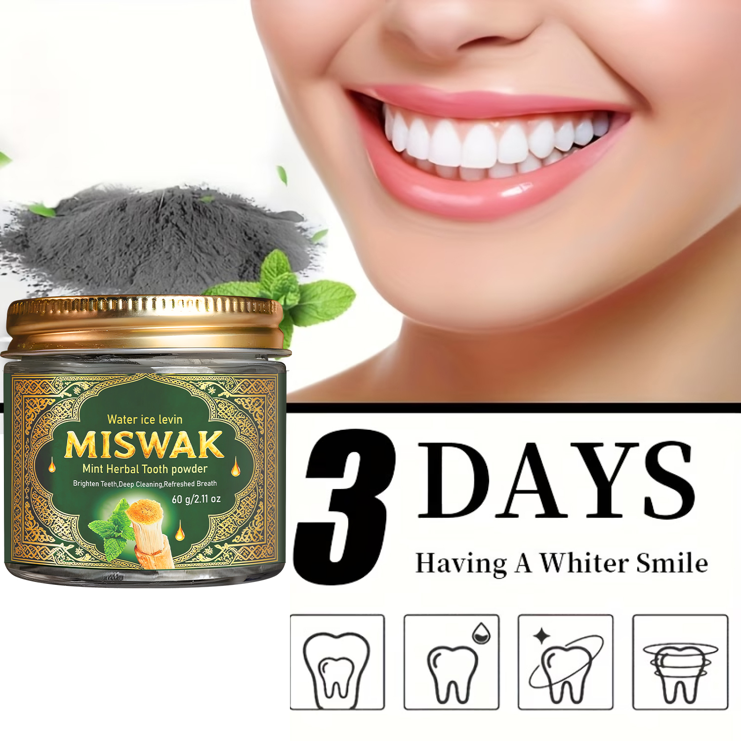 MISWAK Mint Herbal Tooth Powde - Remineralizing Toothpaste recension och pris