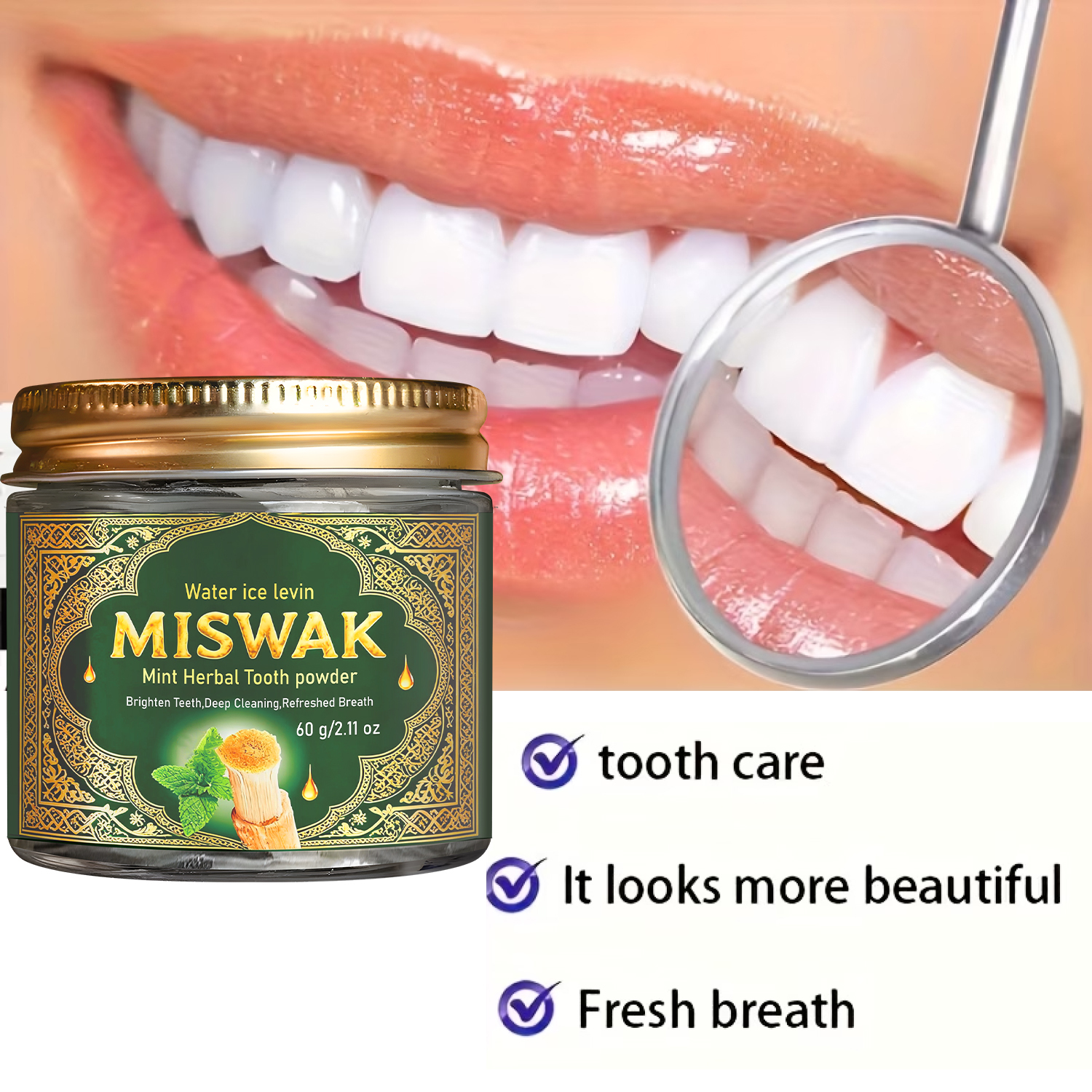 MISWAK Mint Herbal Tooth Powde - Remineralizing Toothpaste recension och pris
